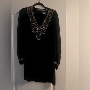 French Connection Black Dress with gold accents